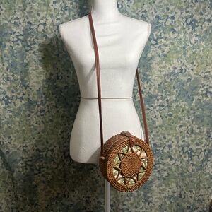 Hand Crafted Bali Round Rattan Straw Crossbody Bag